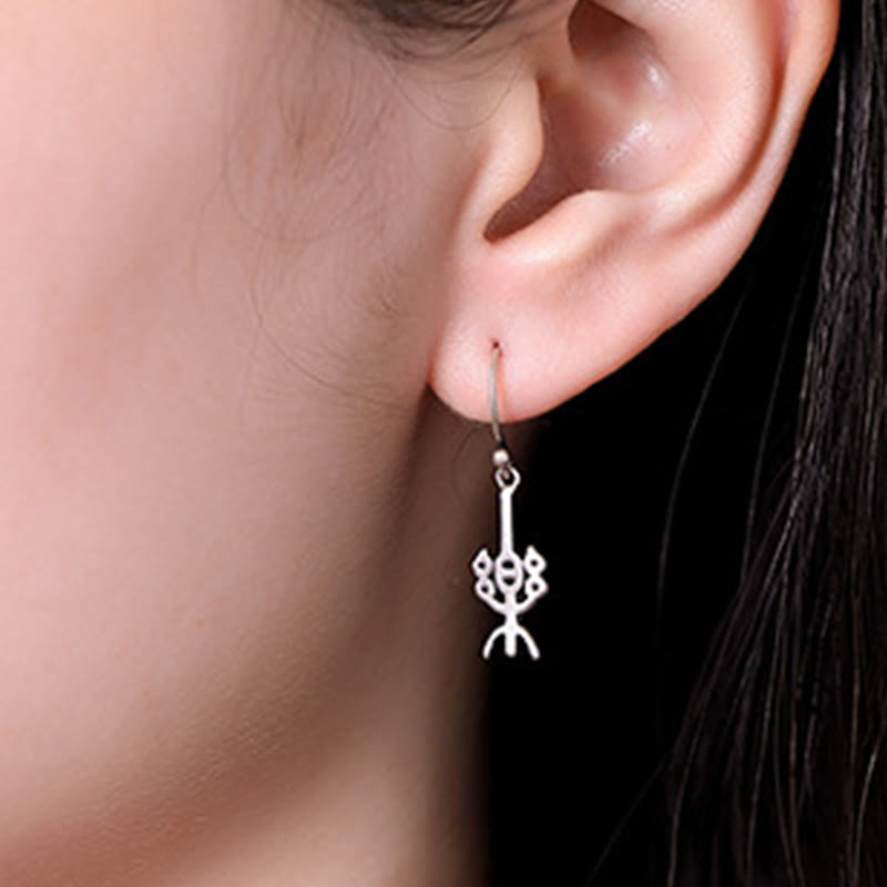 925 Sterling Silver Chinese Character 'Ping An' 'Xi Le' Protection Earrings - Image 13