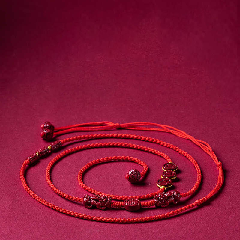 Natural Cinnabar PiXiu Calm Blessing Red String Belly Chain - Image 4