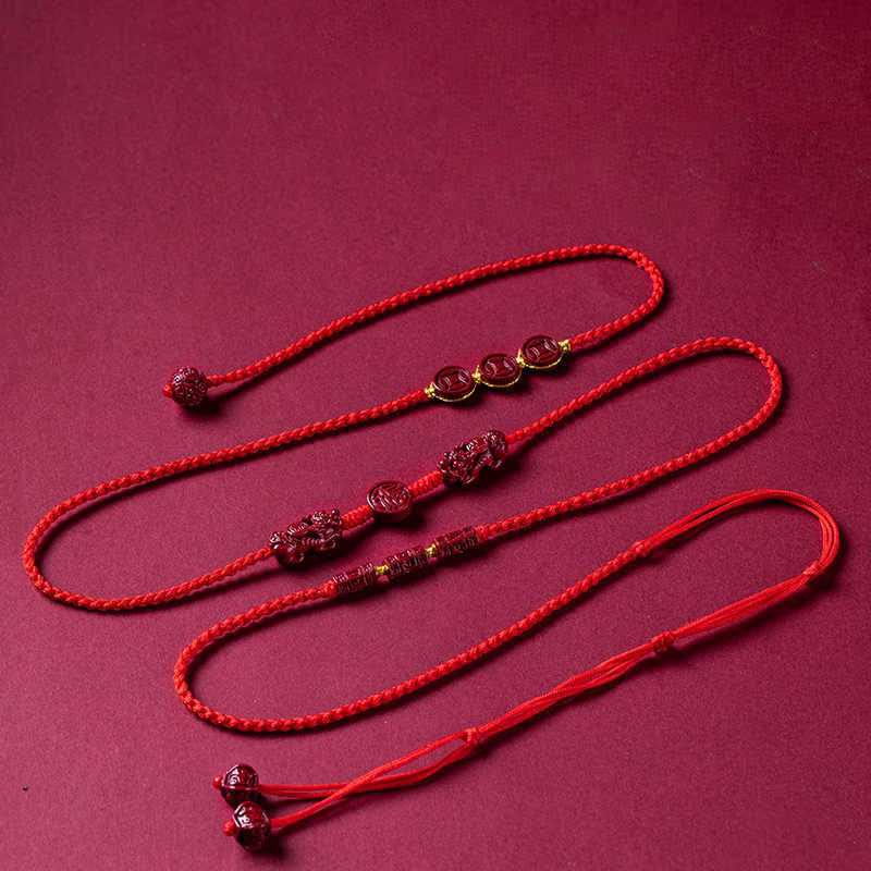 Natural Cinnabar PiXiu Calm Blessing Red String Belly Chain - Image 12