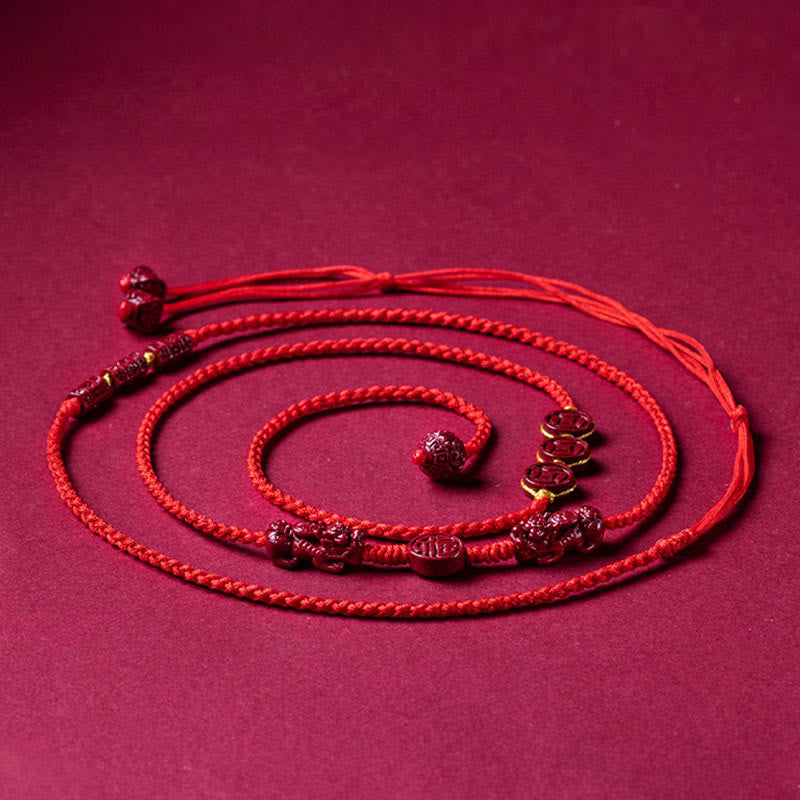 Natural Cinnabar PiXiu Calm Blessing Red String Belly Chain - Image 17