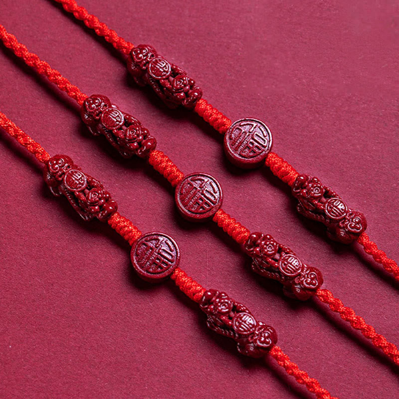 Natural Cinnabar PiXiu Calm Blessing Red String Belly Chain - Image 3