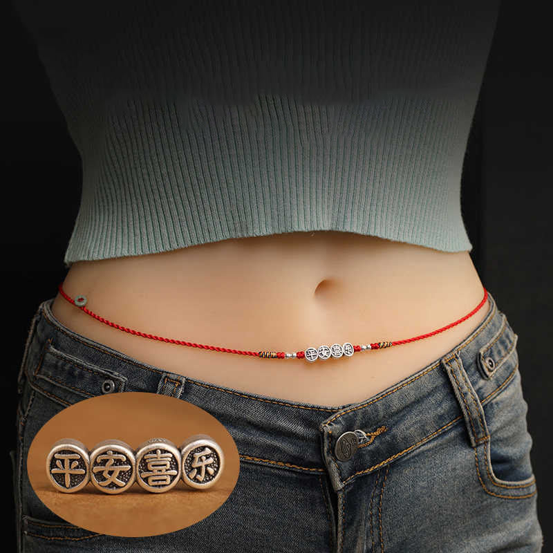 999 Sterling Silver Blessing Red String Belly Chain