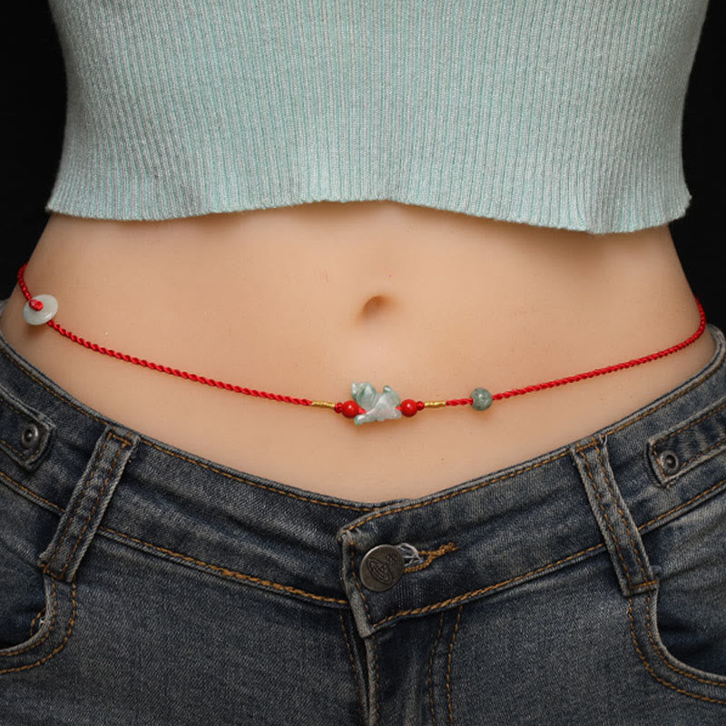 Jade Peace Buckle Blessing Red String Belly Chain