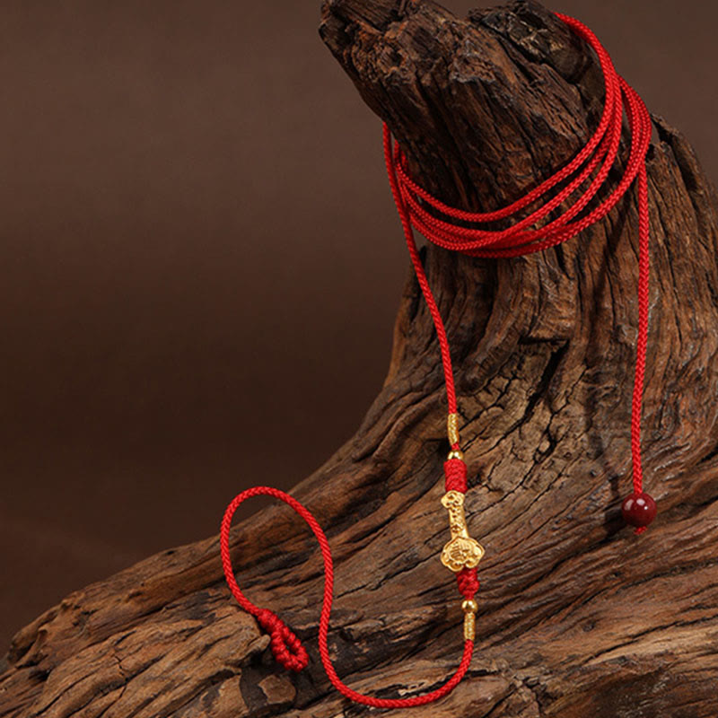 Buddha Stone 999 Solid Gold Red String Belly Chain - Image 4