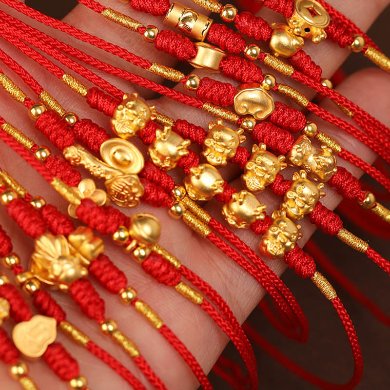 Buddha Stone 999 Solid Gold Red String Belly Chain - Image 7
