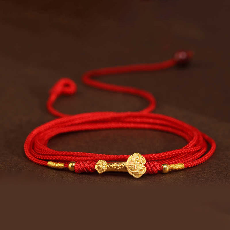 Buddha Stone 999 Solid Gold Red String Belly Chain - Image 3