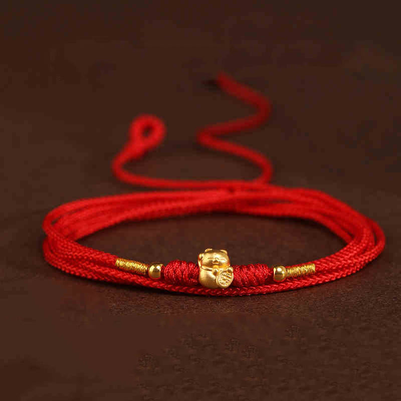 Buddha Stone 999 Solid Gold Red String Belly Chain - Image 16