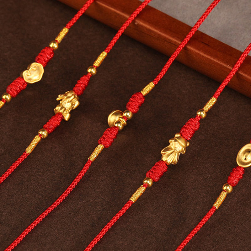 Buddha Stone 999 Solid Gold Red String Belly Chain - Image 24