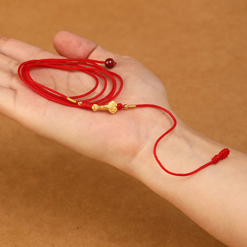 Buddha Stone 999 Solid Gold Red String Belly Chain - Image 5