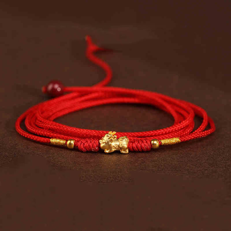 Buddha Stone 999 Solid Gold Red String Belly Chain - Image 20
