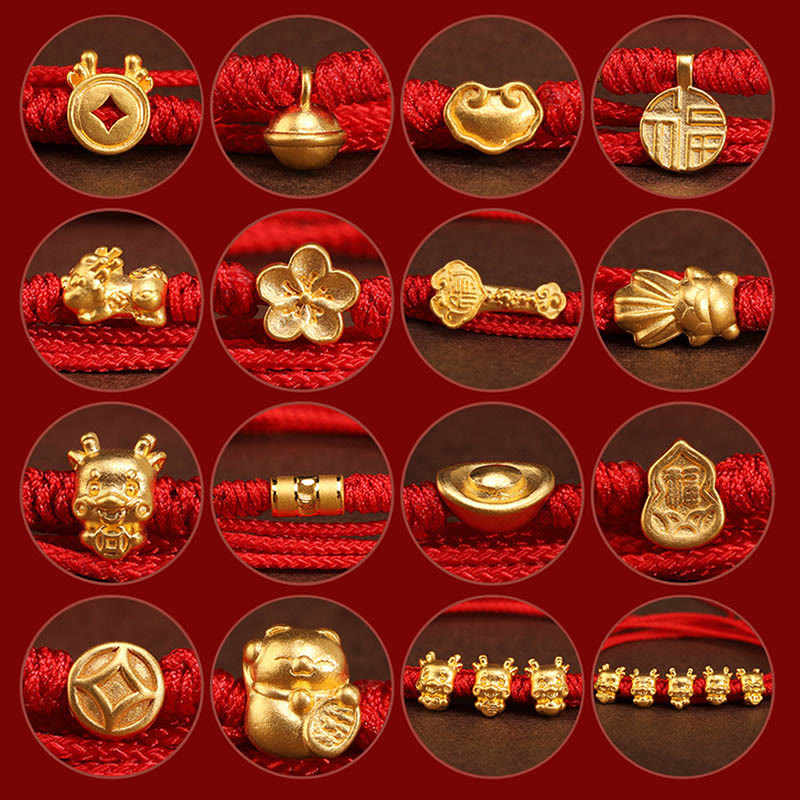 Buddha Stone 999 Solid Gold Red String Belly Chain - Image 6