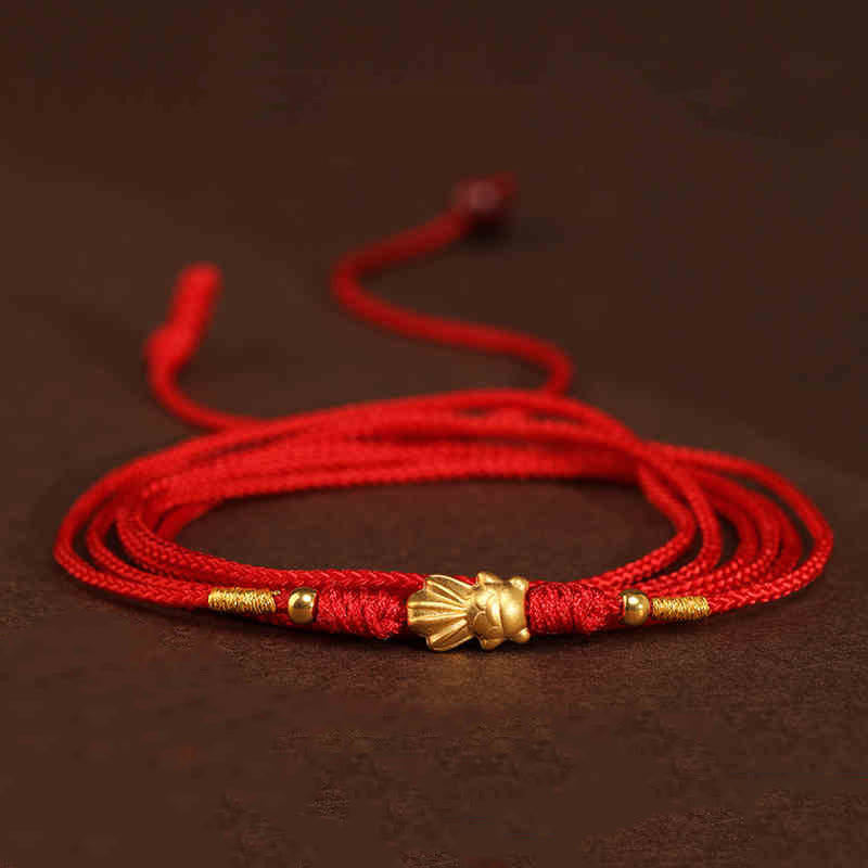 Buddha Stone 999 Solid Gold Red String Belly Chain - Image 13