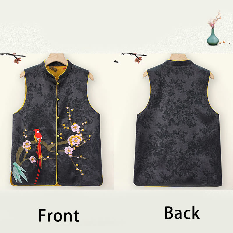 Vintage Embroidery Plum Blossom Pattern Double-Sided Wear Vest - Image 12