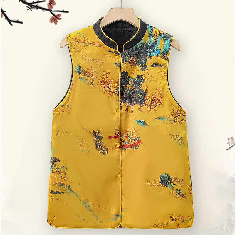 Vintage Embroidery Plum Blossom Pattern Double-Sided Wear Vest - Image 3