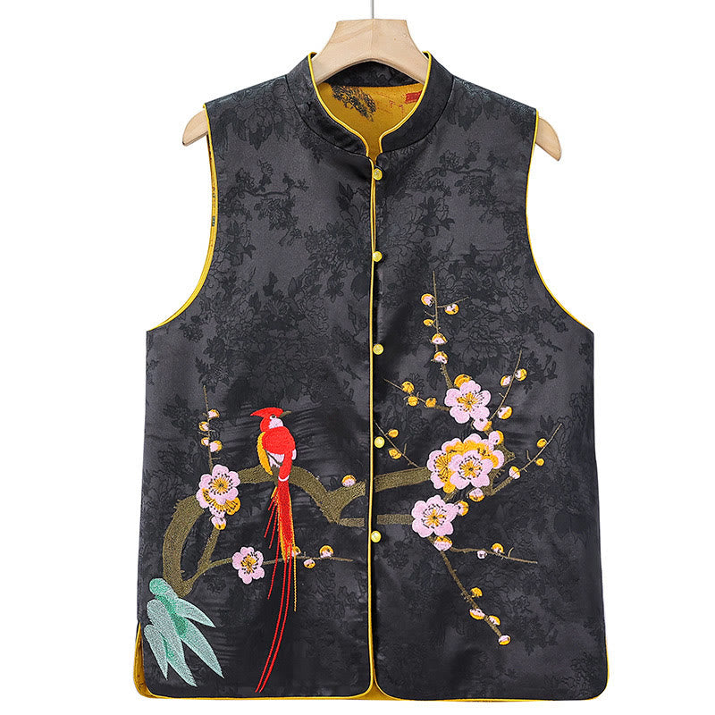 Vintage Embroidery Plum Blossom Pattern Double-Sided Wear Vest - Image 13