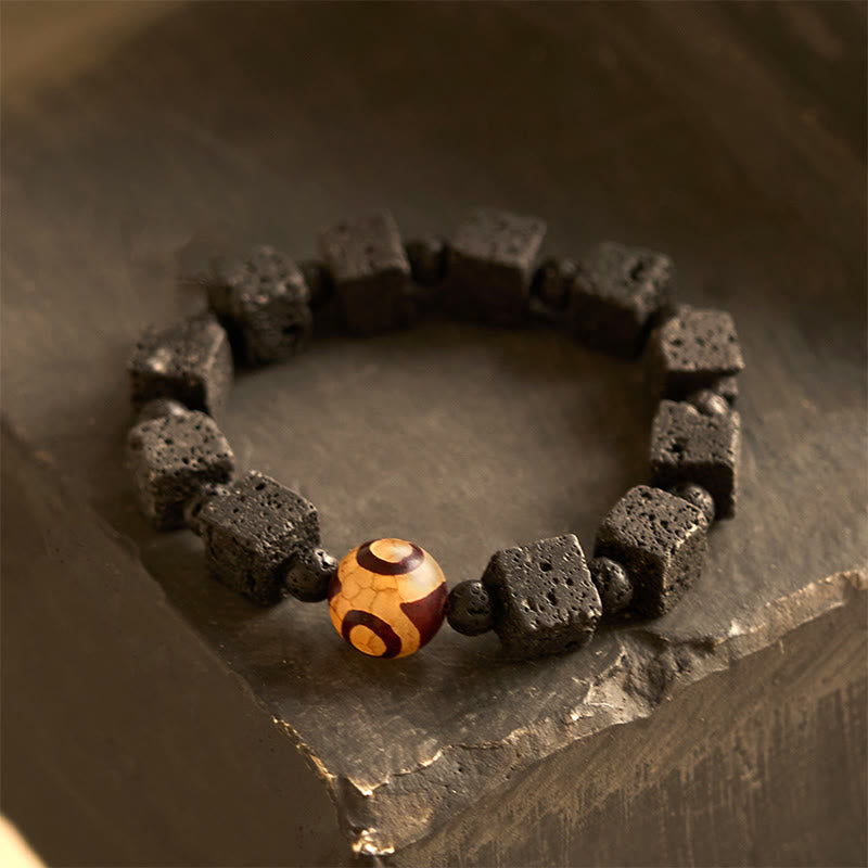 Lava Rock Dzi Bead Healing Bracelet