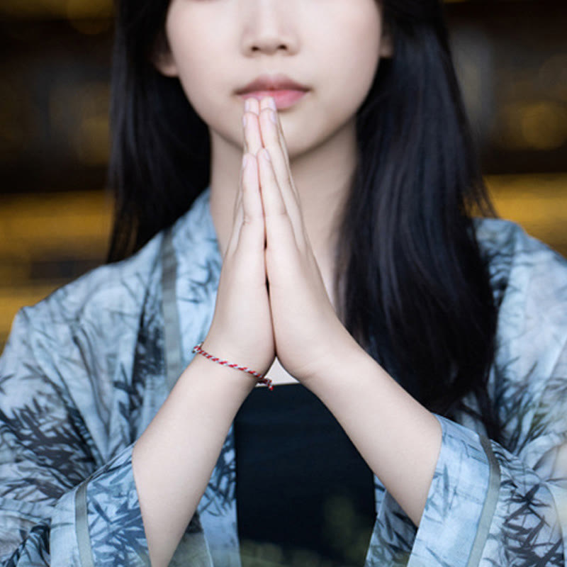 925 Sterling Silver Peace Buckle Luck String Bracelet - Image 12