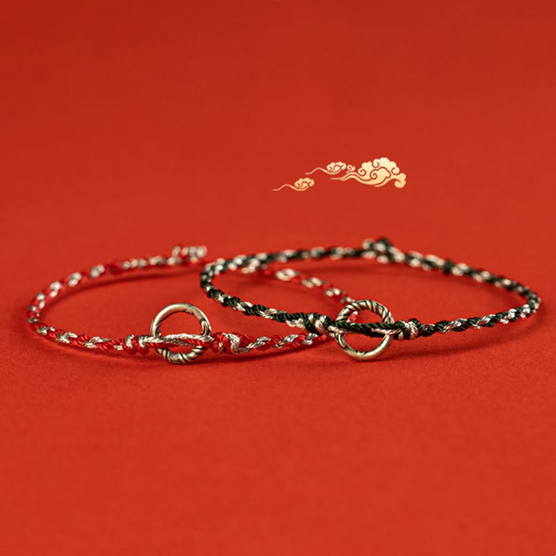 925 Sterling Silver Peace Buckle Luck String Bracelet