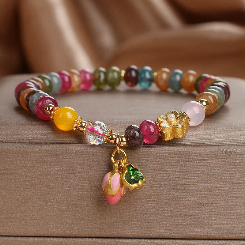 Tourmaline Lotus Seedpod Wisdom Bracelet