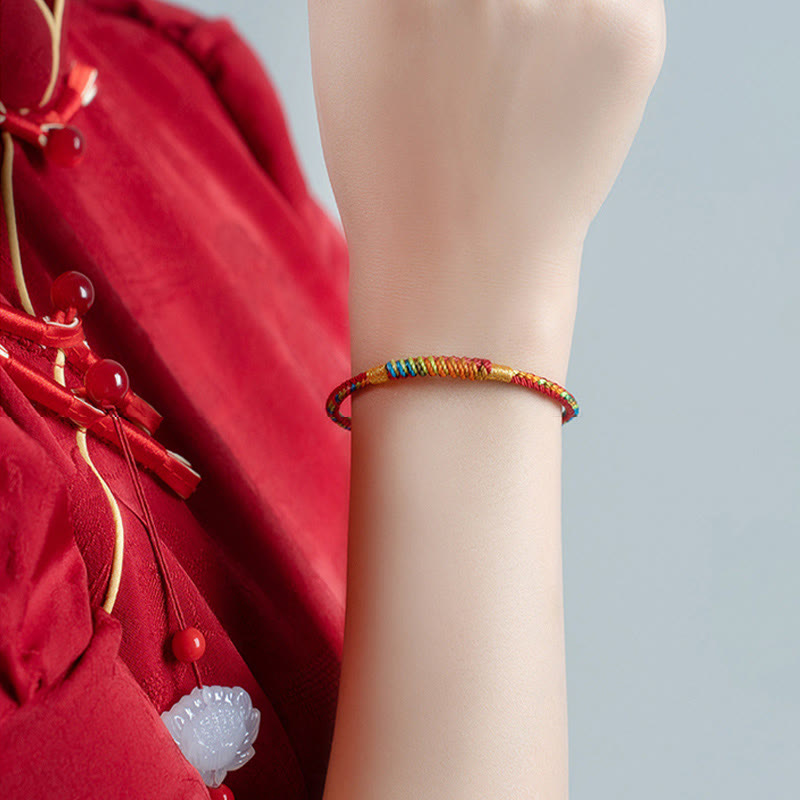 Multicolor Red String Alloy 925 Sterling Silver Buckle Protection Bracelet - Image 5