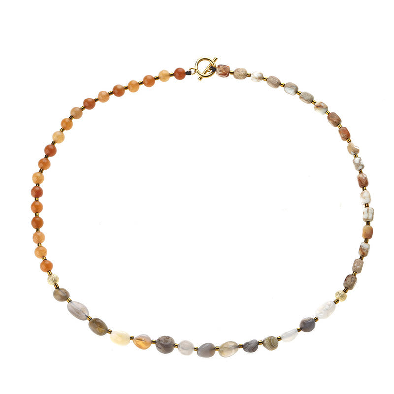 Botswana Agate Red Agate Emperor Stone Creativity Triple Wrap Bracelet - Image 12