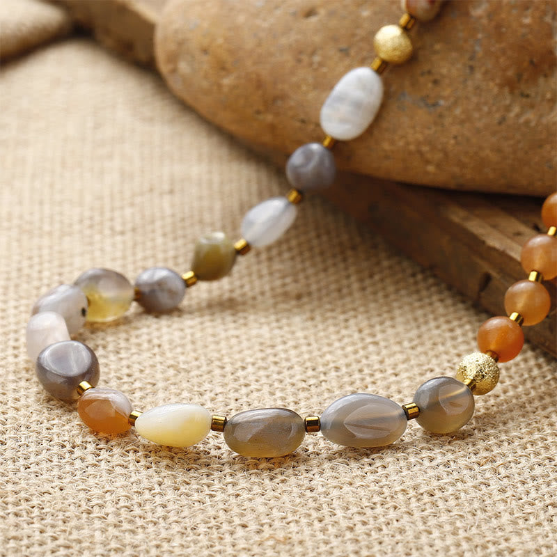 Botswana Agate Red Agate Emperor Stone Creativity Triple Wrap Bracelet - Image 3