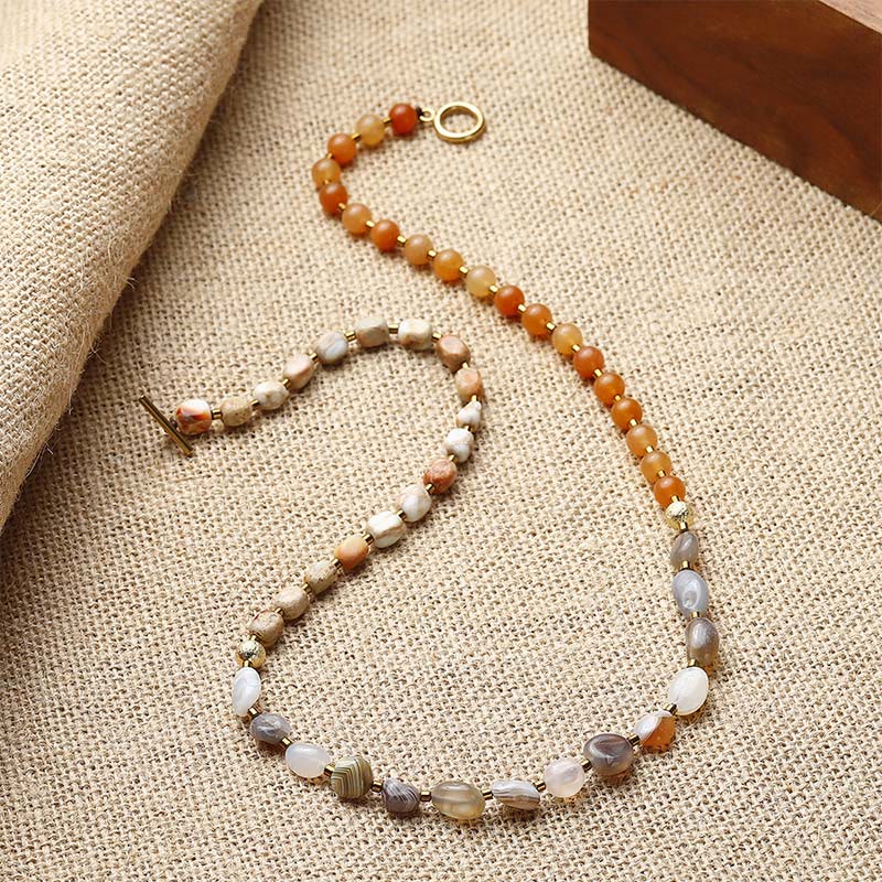 Botswana Agate Red Agate Emperor Stone Creativity Triple Wrap Bracelet - Image 11