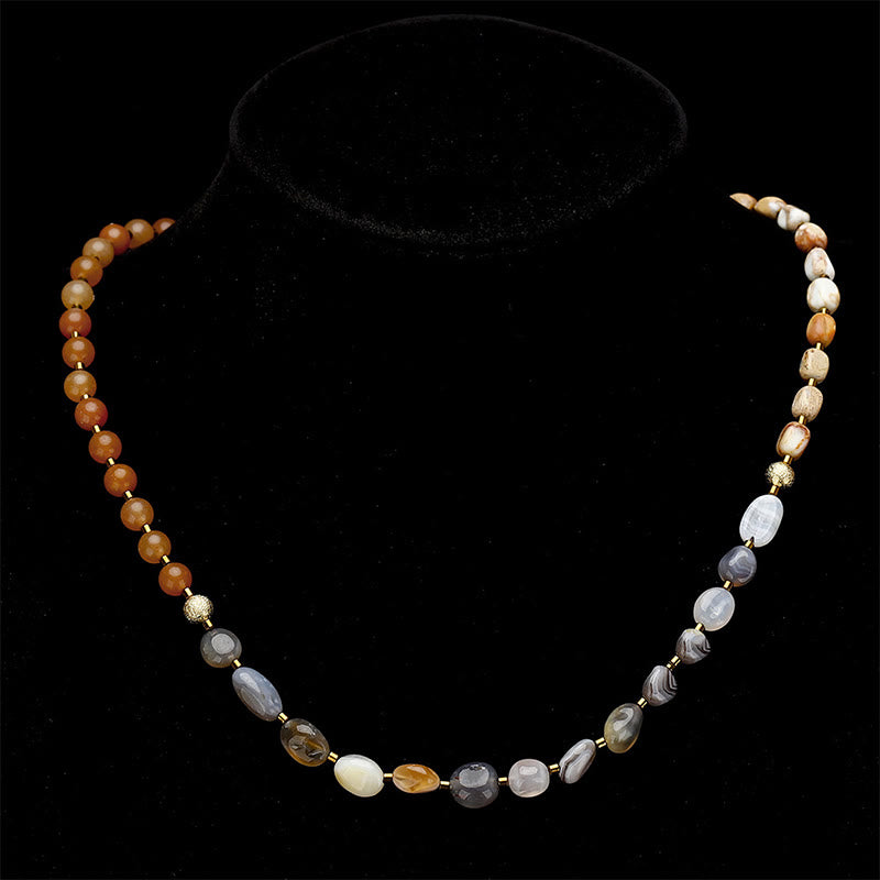 Botswana Agate Red Agate Emperor Stone Creativity Triple Wrap Bracelet - Image 13