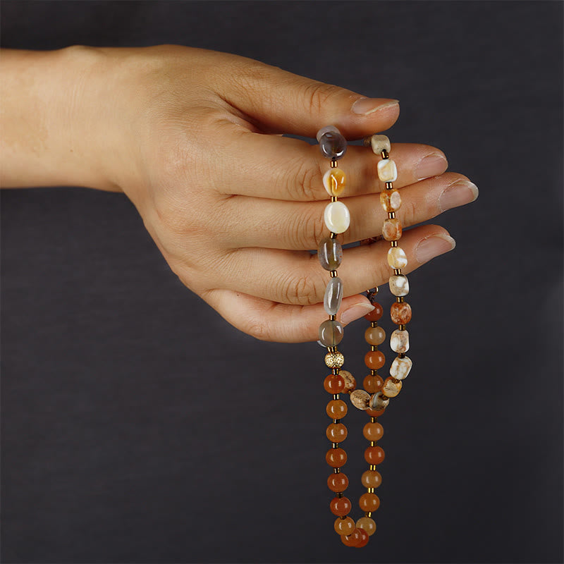 Botswana Agate Red Agate Emperor Stone Creativity Triple Wrap Bracelet - Image 4