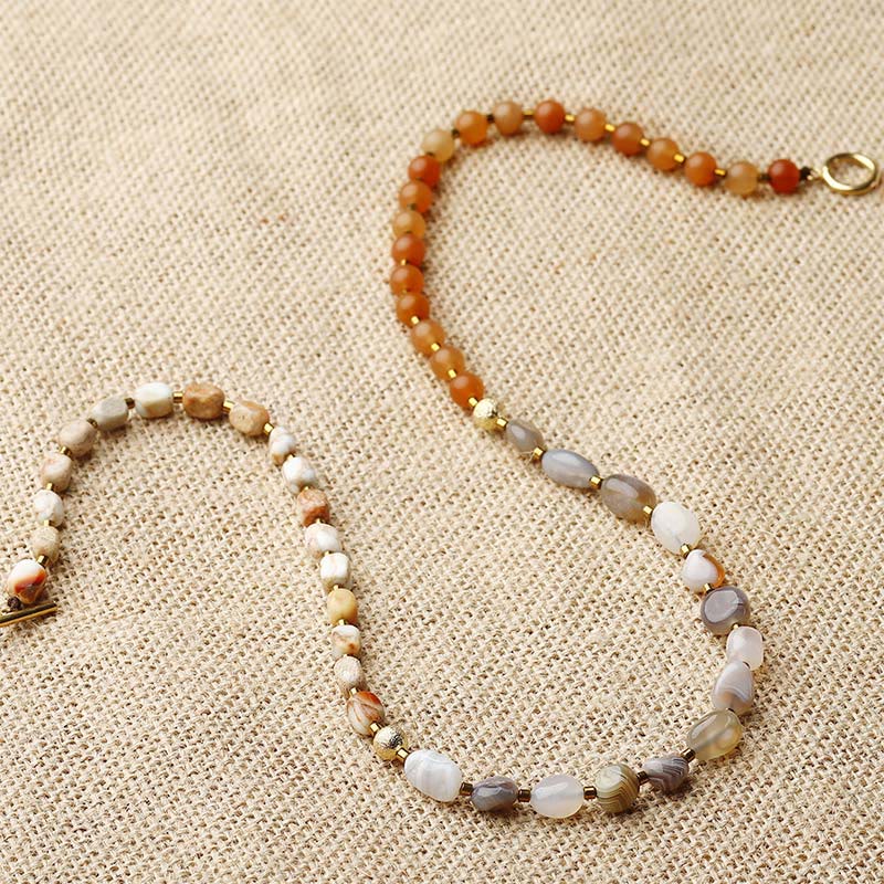 Botswana Agate Red Agate Emperor Stone Creativity Triple Wrap Bracelet - Image 10