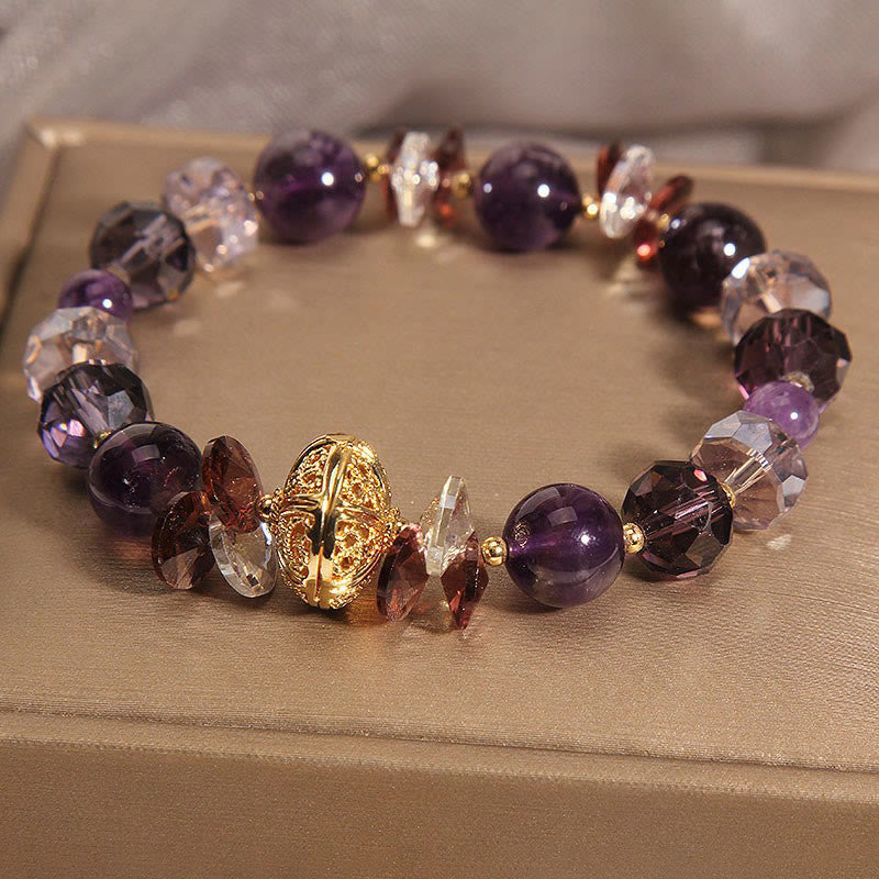 Amethyst Red Crystal White Crystal Pumpkin Inner Peace And Healing Bracelet
