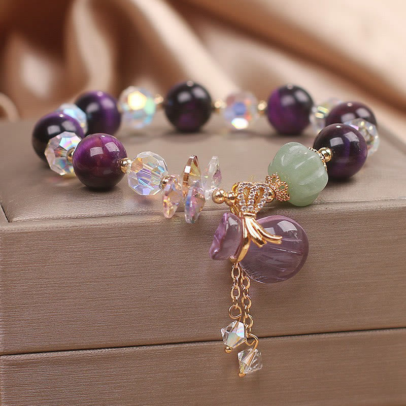 Purple Tiger Eye White Crystal Amethyst Jade Bravery Bracelet