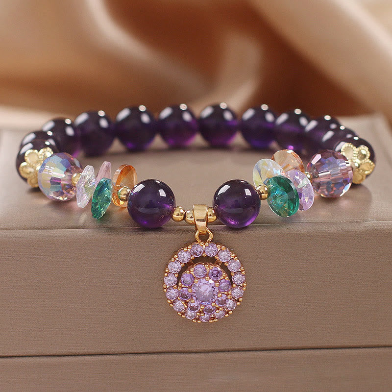 Amethyst Green Crystal Citrine White Crystal Spiritual Awareness Bracelet