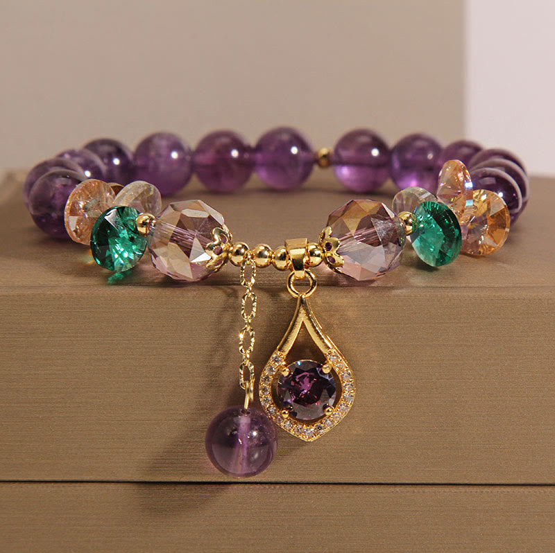 Amethyst Green Crystal Citrine White Crystal Spiritual Awareness Bracelet