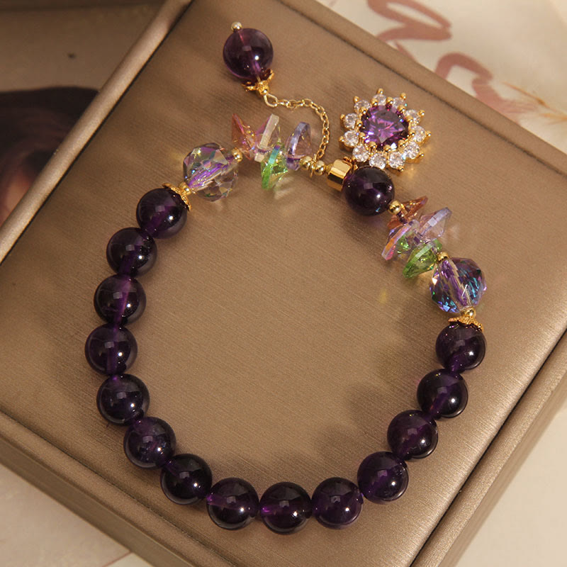 Amethyst Green Crystal Citrine White Crystal Sunflower Spiritual Awareness Bracelet - Image 5