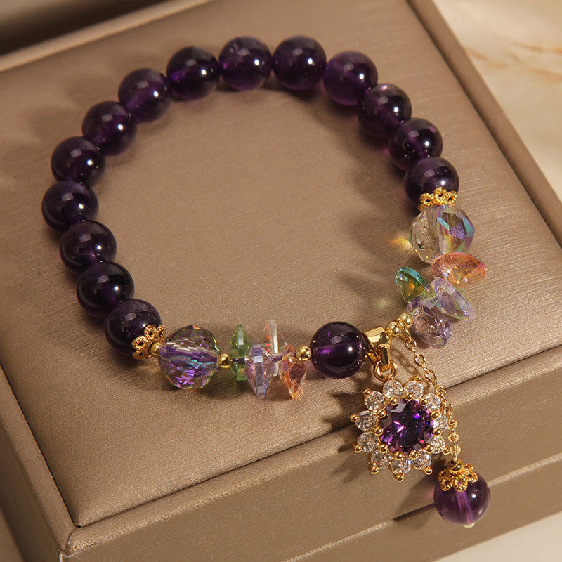 Amethyst Green Crystal Citrine White Crystal Sunflower Spiritual Awareness Bracelet - Image 11