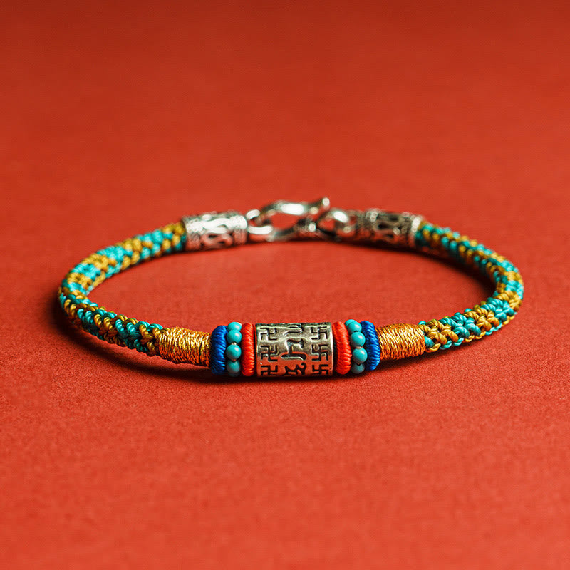 Colorful String Six True Words 925 Silver Focus Bracelet
