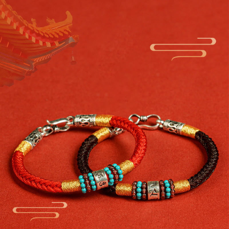 Red String Black String Six True Words 925 Sterling Silver Connection Bracelet