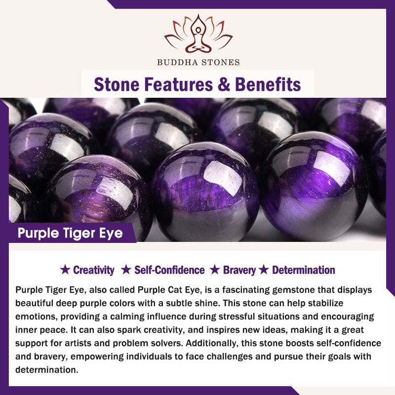 Purple Tiger Eye White Crystal Amethyst Jade Bravery Bracelet - Image 6