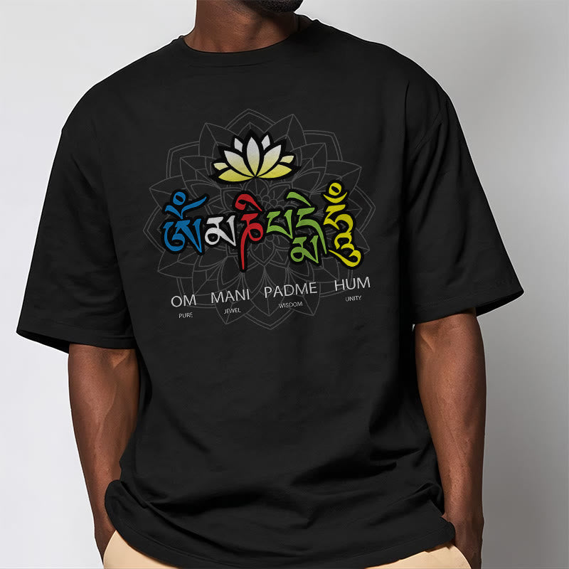 Om Mani Padme Hum Lotus Tee T-shirt - Image 3