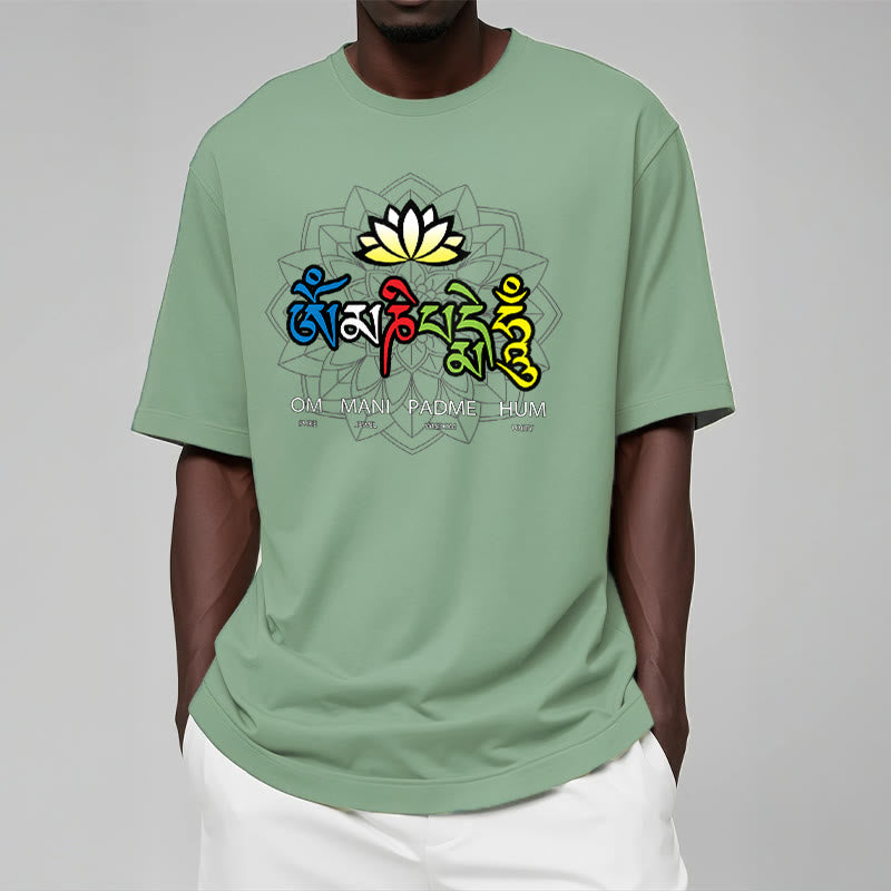 Om Mani Padme Hum Lotus Tee T-shirt - Image 13