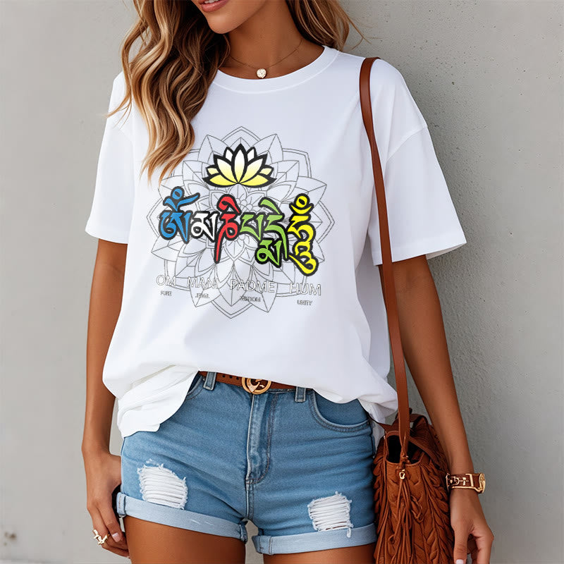 Om Mani Padme Hum Lotus Tee T-shirt - Image 9