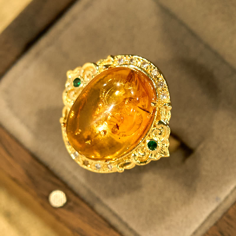 Amber Flower Pigeon Egg Pattern Focus Ring - Image 10