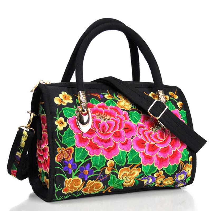 Money Tree Peony Camellia Double-Sided Embroidery Canvas Shopping Purse Handbag Crossbody Bag - Image 14