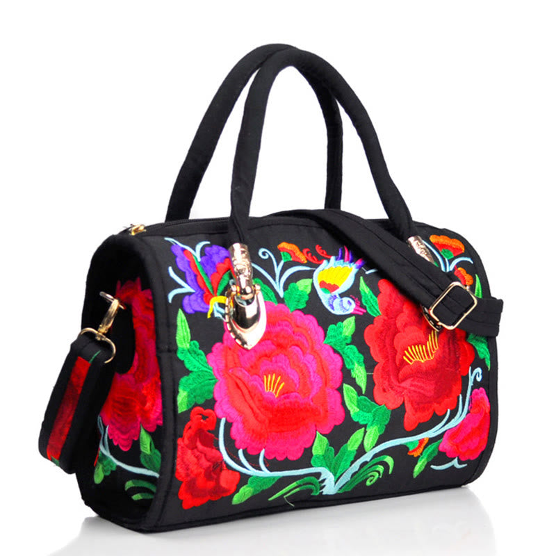 Money Tree Peony Camellia Double-Sided Embroidery Canvas Shopping Purse Handbag Crossbody Bag - Image 17