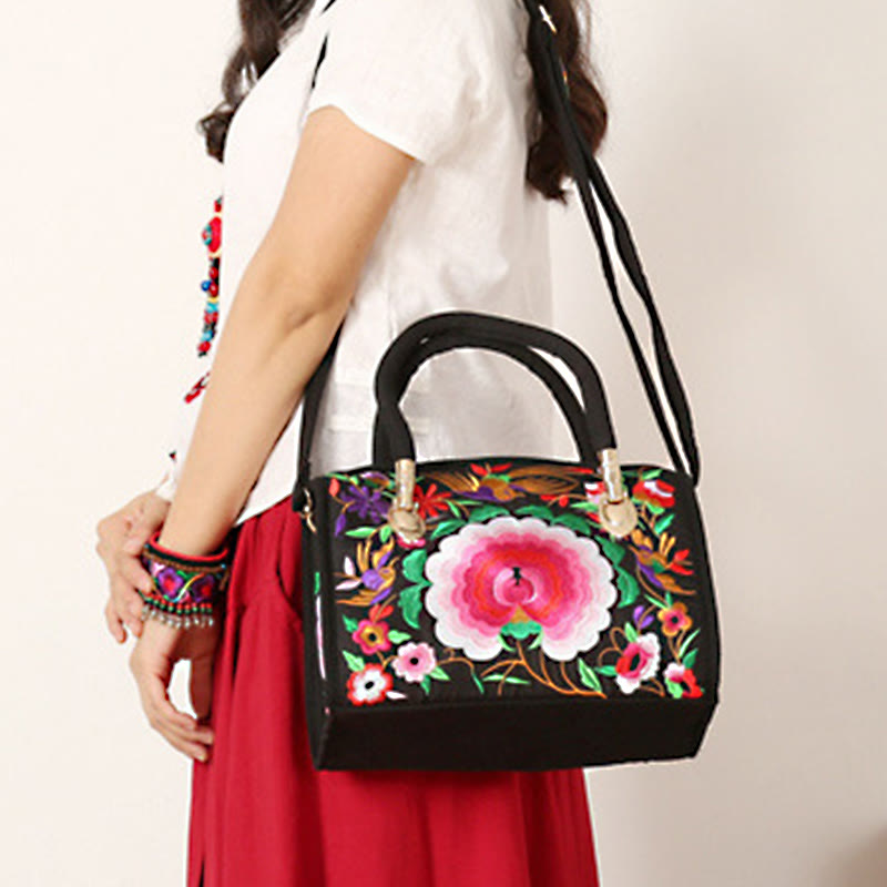 Money Tree Peony Camellia Double-Sided Embroidery Canvas Shopping Purse Handbag Crossbody Bag - Image 11