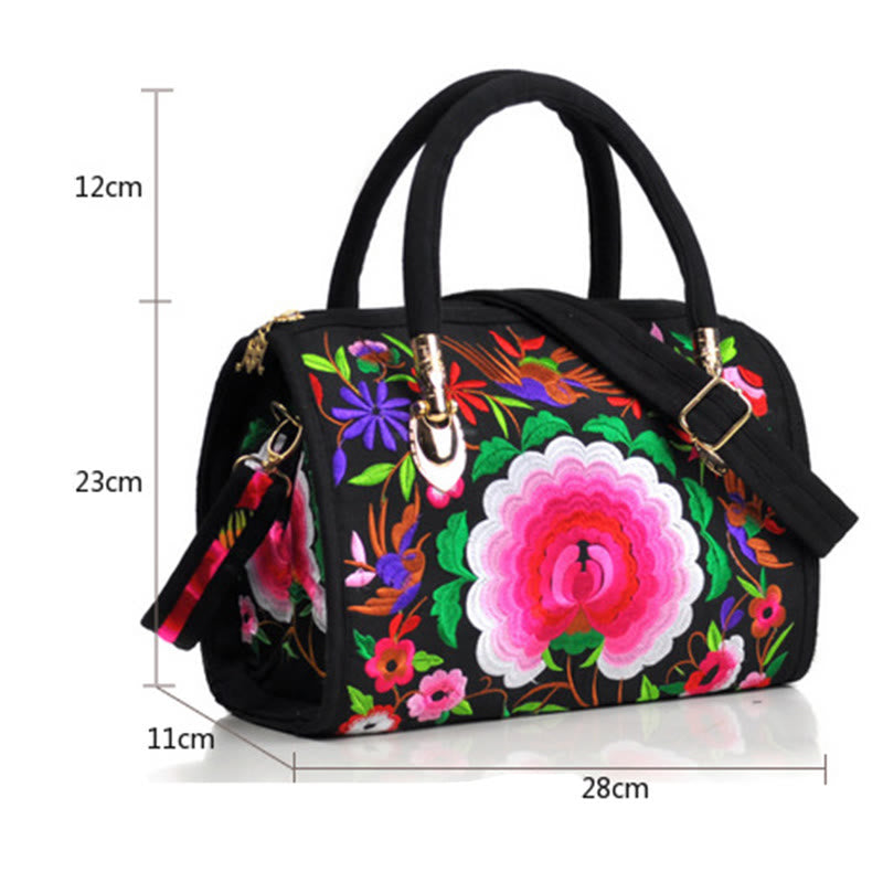 Money Tree Peony Camellia Double-Sided Embroidery Canvas Shopping Purse Handbag Crossbody Bag - Image 7