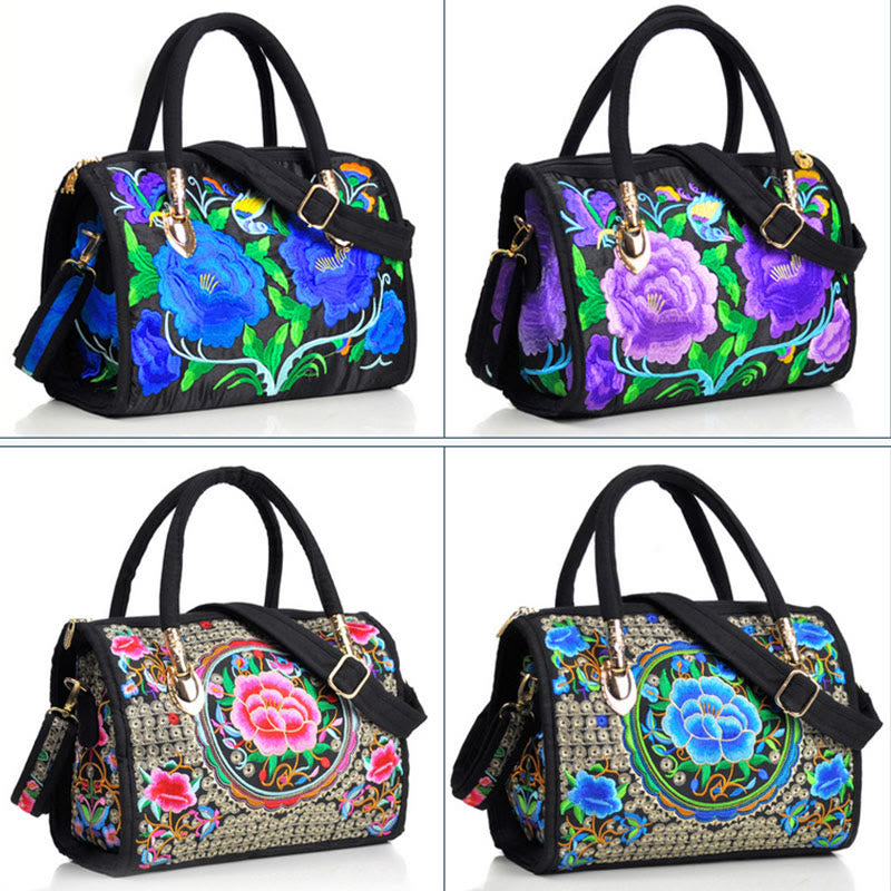 Money Tree Peony Camellia Double-Sided Embroidery Canvas Shopping Purse Handbag Crossbody Bag - Image 24