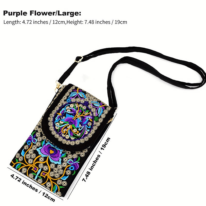 Inula Flower Rose Embroidery Canvas Backpack Crossbody Bag - Image 11