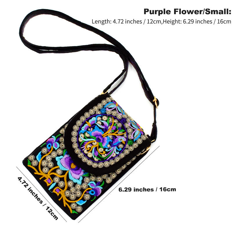 Inula Flower Rose Embroidery Canvas Backpack Crossbody Bag - Image 12
